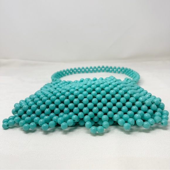 Prentice Vintage Made in Italy Turquoise Beaded Shoulder Bag Purse Handbag - Picture 11 of 16